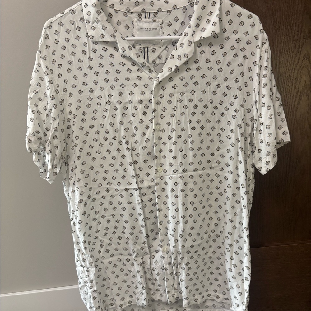 Denim & Flower White and Black Patterned Shirt
